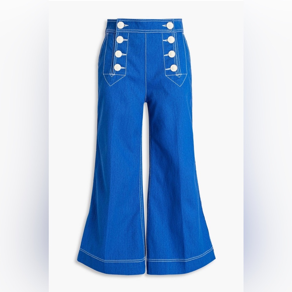 Zimmermann Embroidered High-Rise Kick Flare Jeans